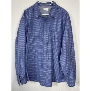 Wrangler Rancher Men's XXL Blue White Pearl Snap Long Sleeve Button Up Shirt W14
